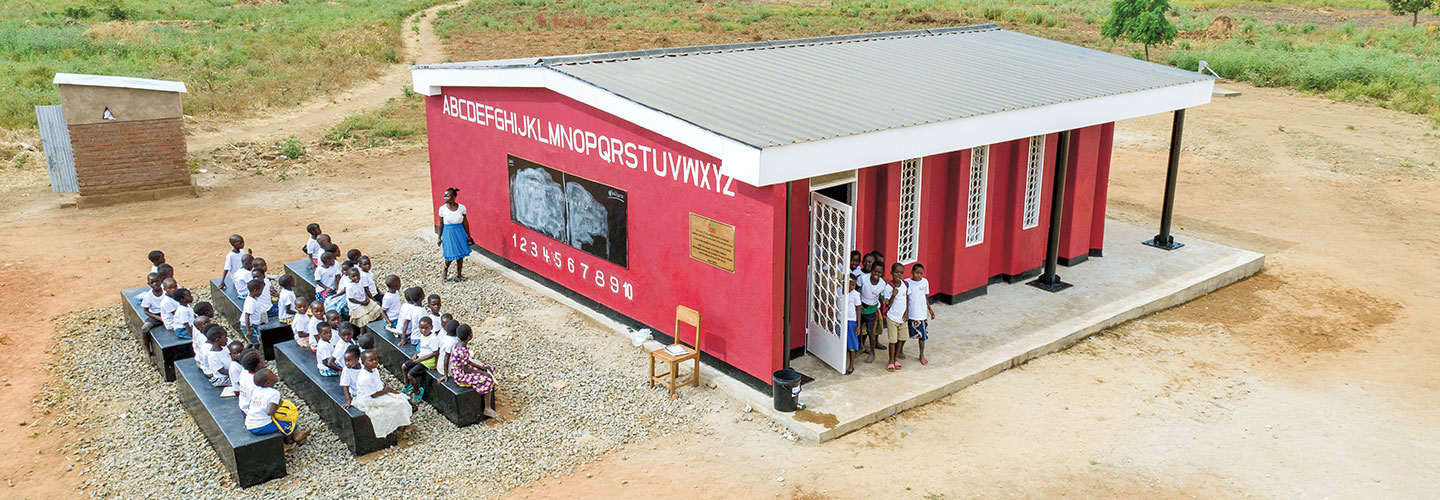 A 3-D printed school filled with students and teachers