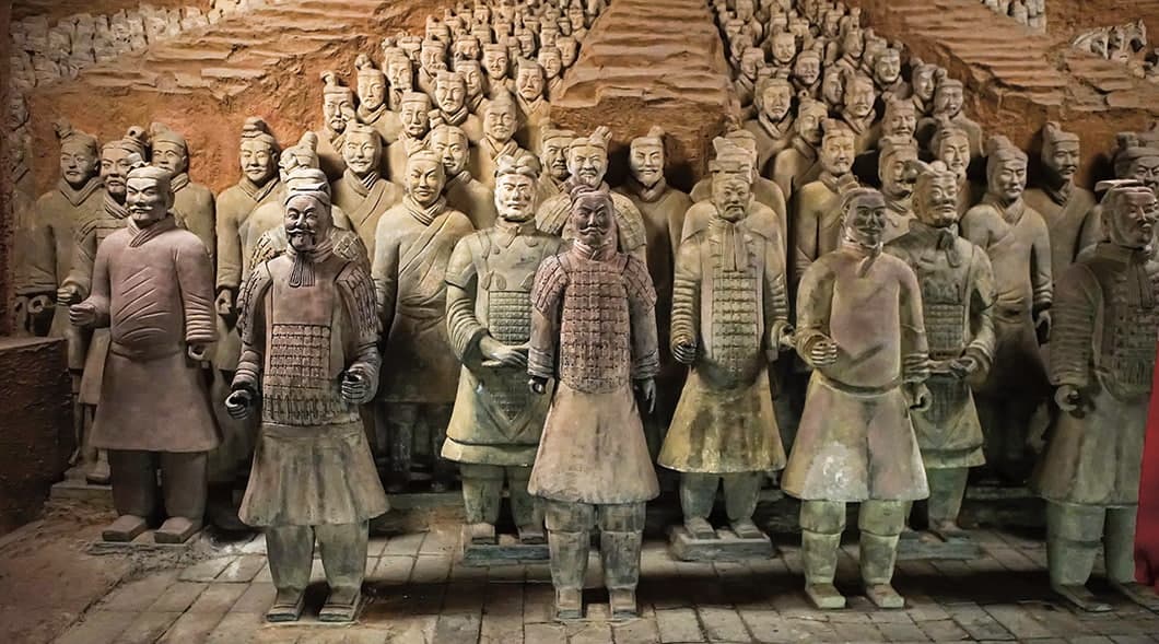Photo of rows of ancient warrior statues