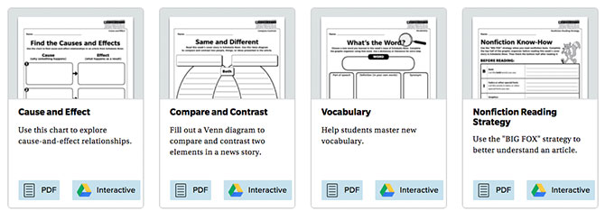 the Scholastic News graphic organizer library